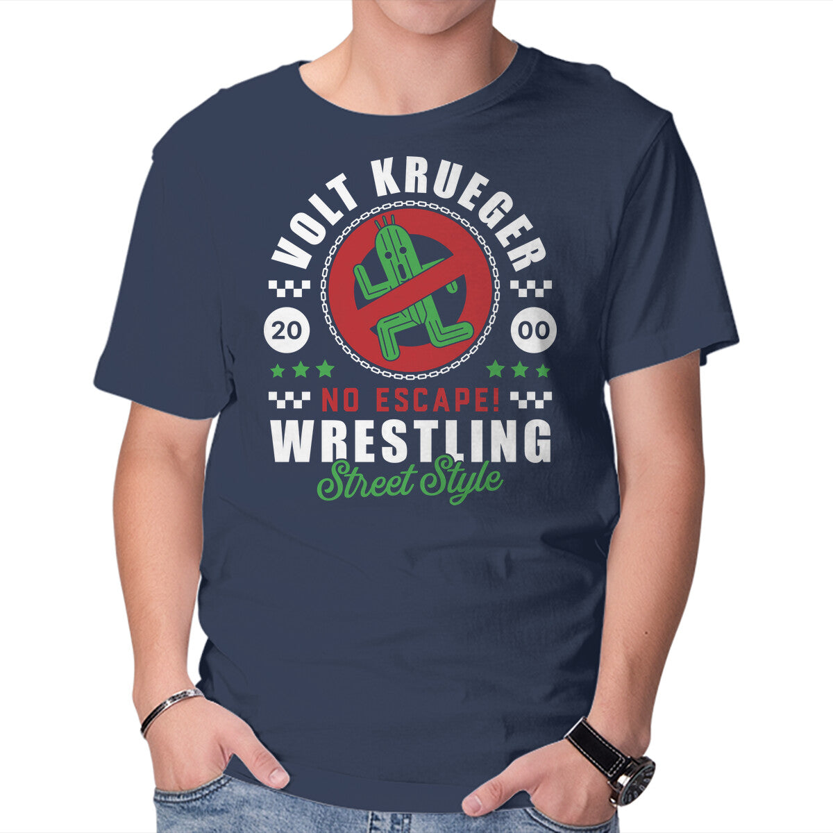 Volt Cactuar Emblem – Gaming Graphic T-Shirt in navy, product display