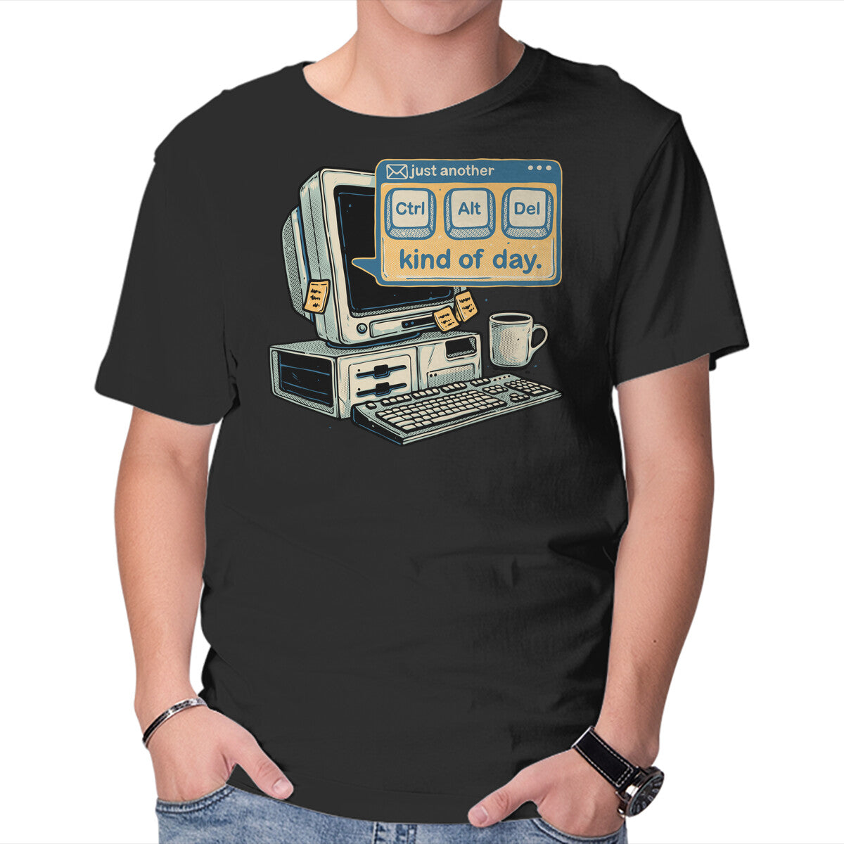 Just Another Day – Coffee Graphic T-Shirt in black, product display
