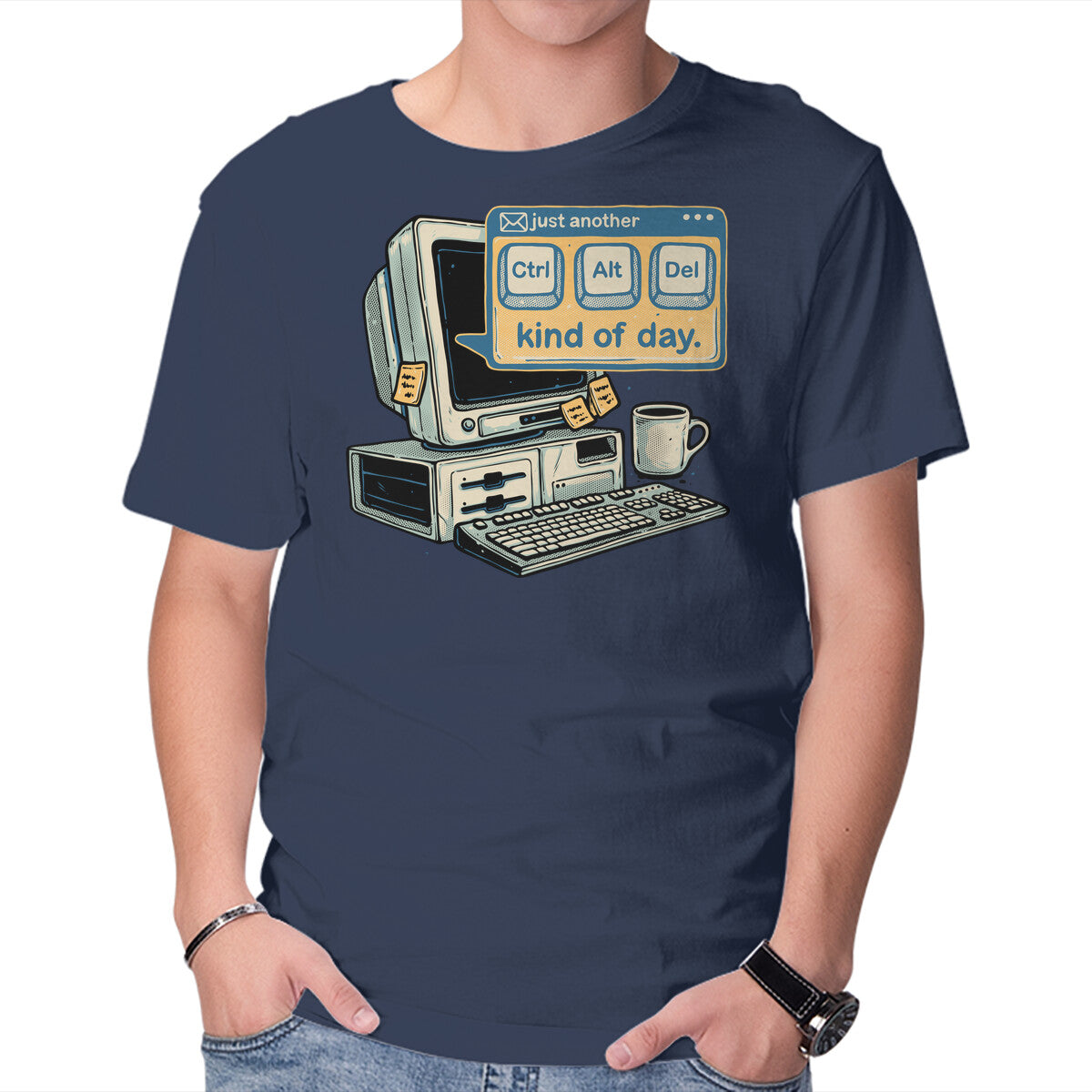 Just Another Day – Coffee Graphic T-Shirt in navy, product display