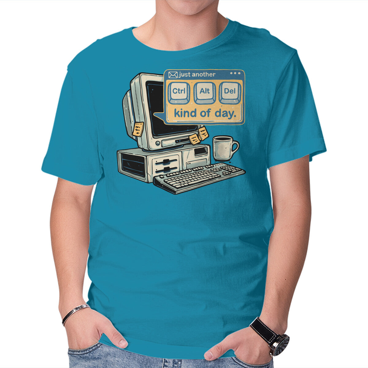 Just Another Day – Coffee Graphic T-Shirt in turquoise, product display