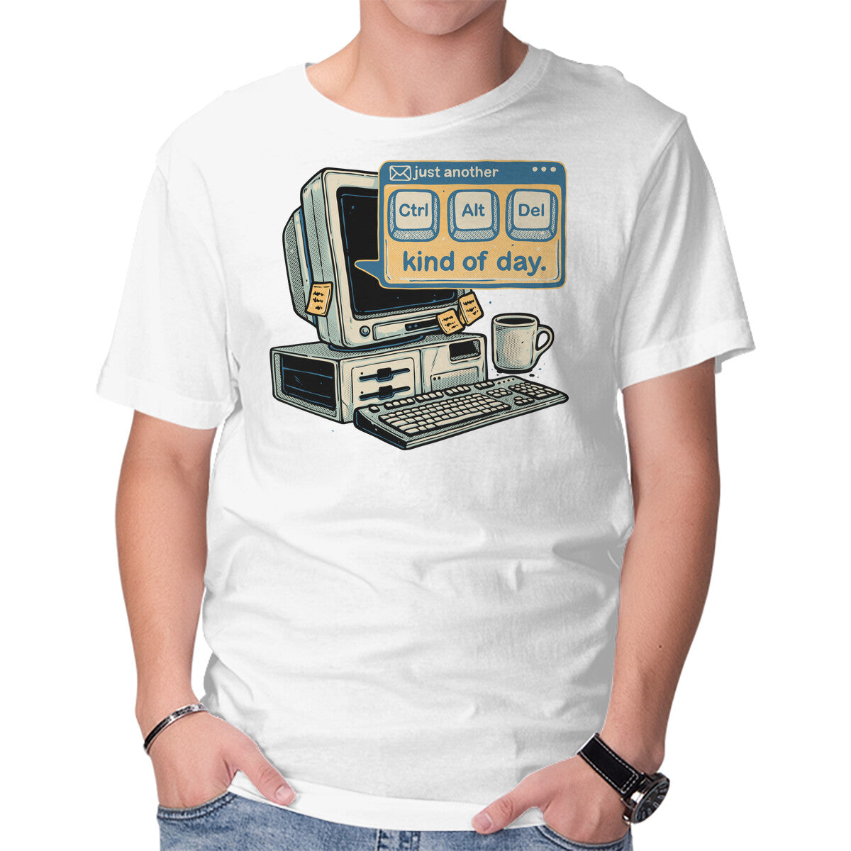 Just Another Day – Coffee Graphic T-Shirt in white, product display