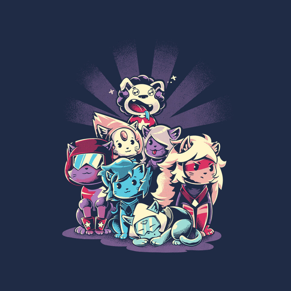 Cute Gems Too – Fantasy Graphic T-Shirt design artwork for navy graphic T-shirt