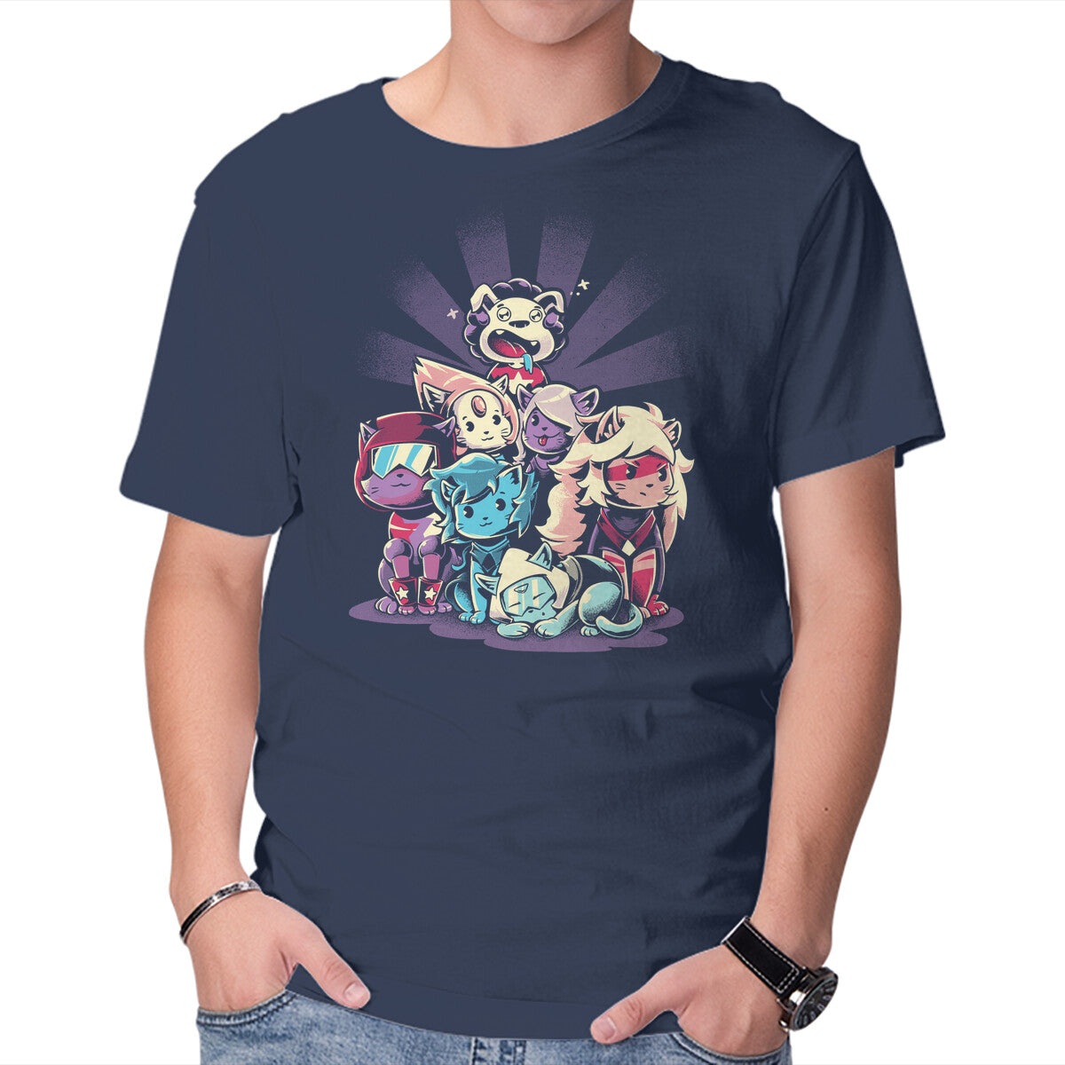 Cute Gems Too – Fantasy Graphic T-Shirt in navy, product display