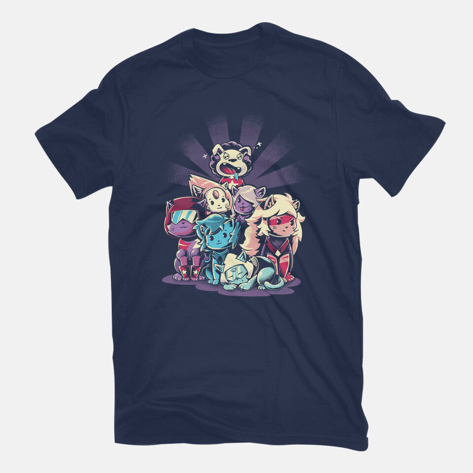Cute Gems Too – Fantasy Graphic T-Shirt in navy, flat-lay product view