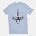 Red Five Sumi-e – Sci-Fi Graphic T-Shirt in blue, flat-lay product view