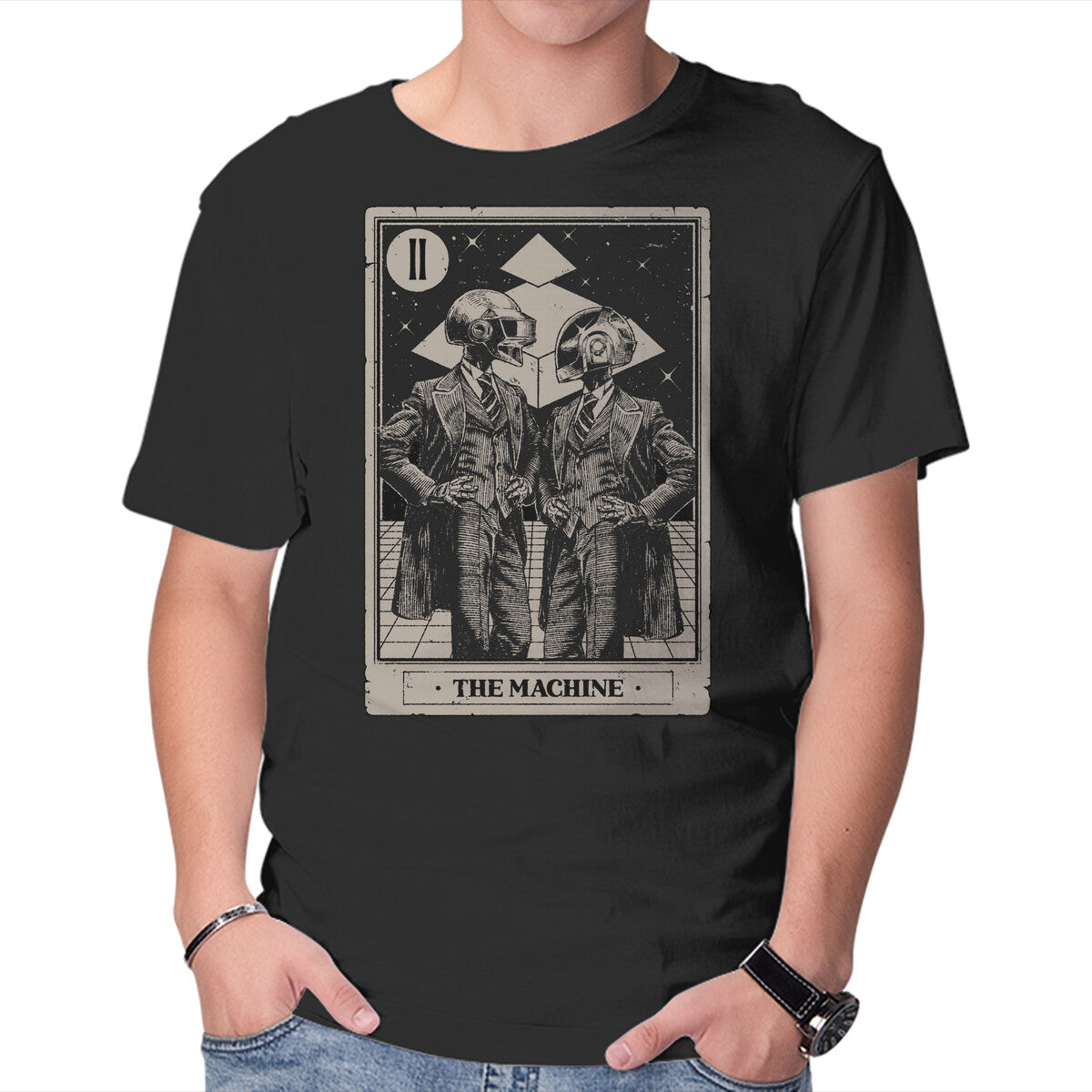 The Machine Tarot – Music Graphic T-Shirt in black, product display