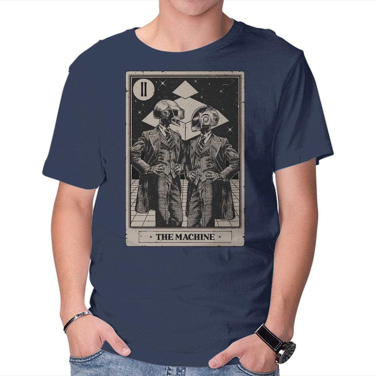 The Machine Tarot – Music Graphic T-Shirt in navy, product display