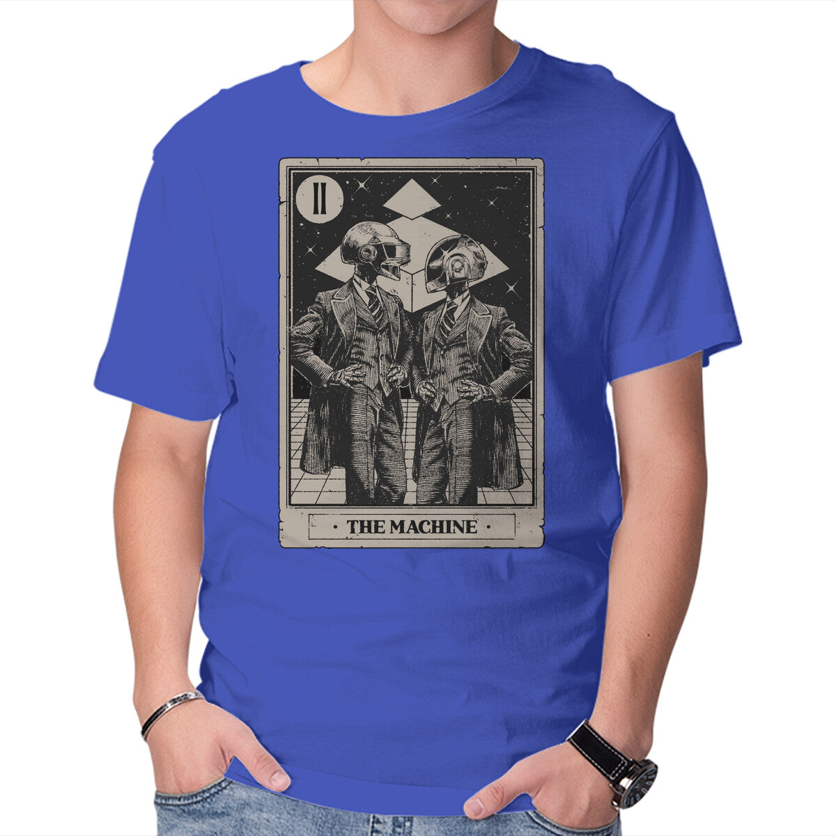 The Machine Tarot – Music Graphic T-Shirt in royal blue, product display