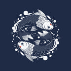 Two Carps – Animal Graphic T-Shirt design artwork for navy graphic T-shirt