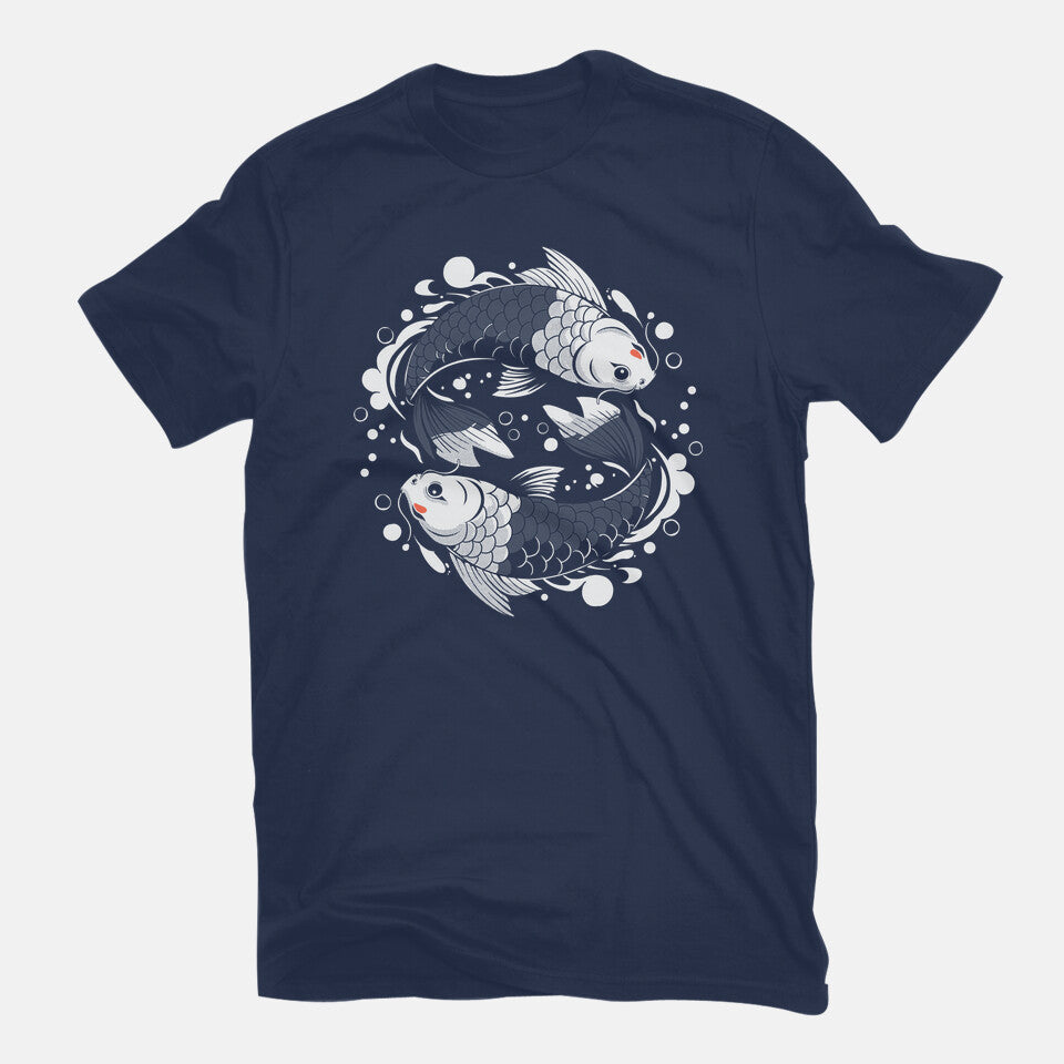 Two Carps – Animal Graphic T-Shirt in navy, flat-lay product view