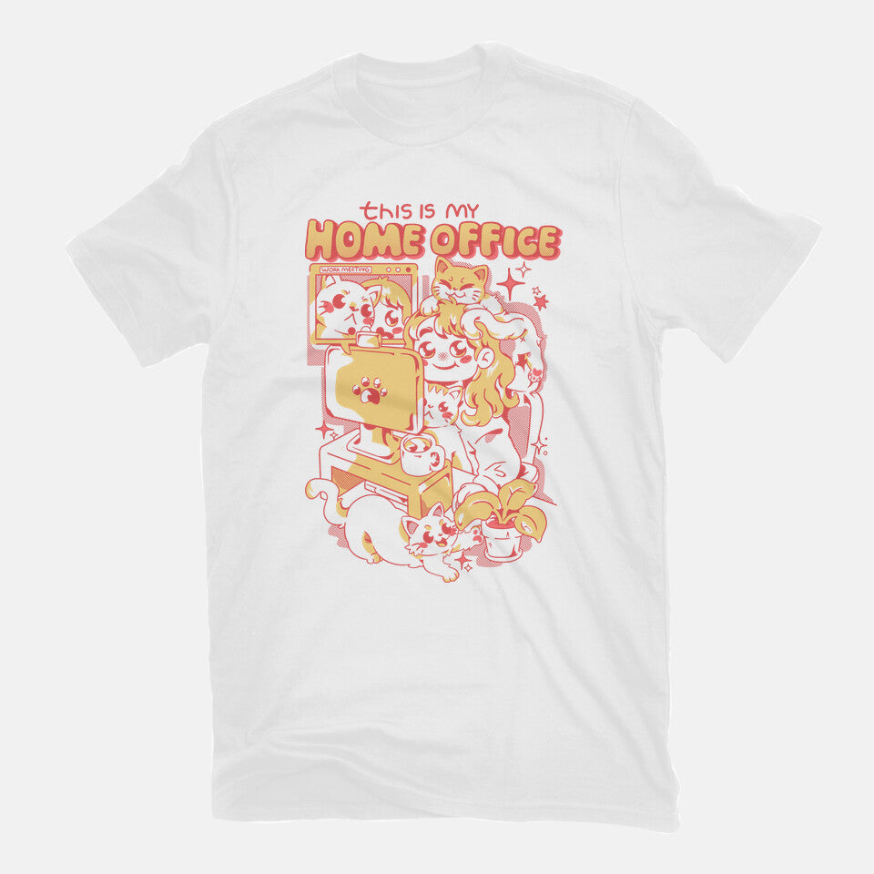 This Is My Home Office – Cat Graphic T-Shirt in white, flat-lay product view