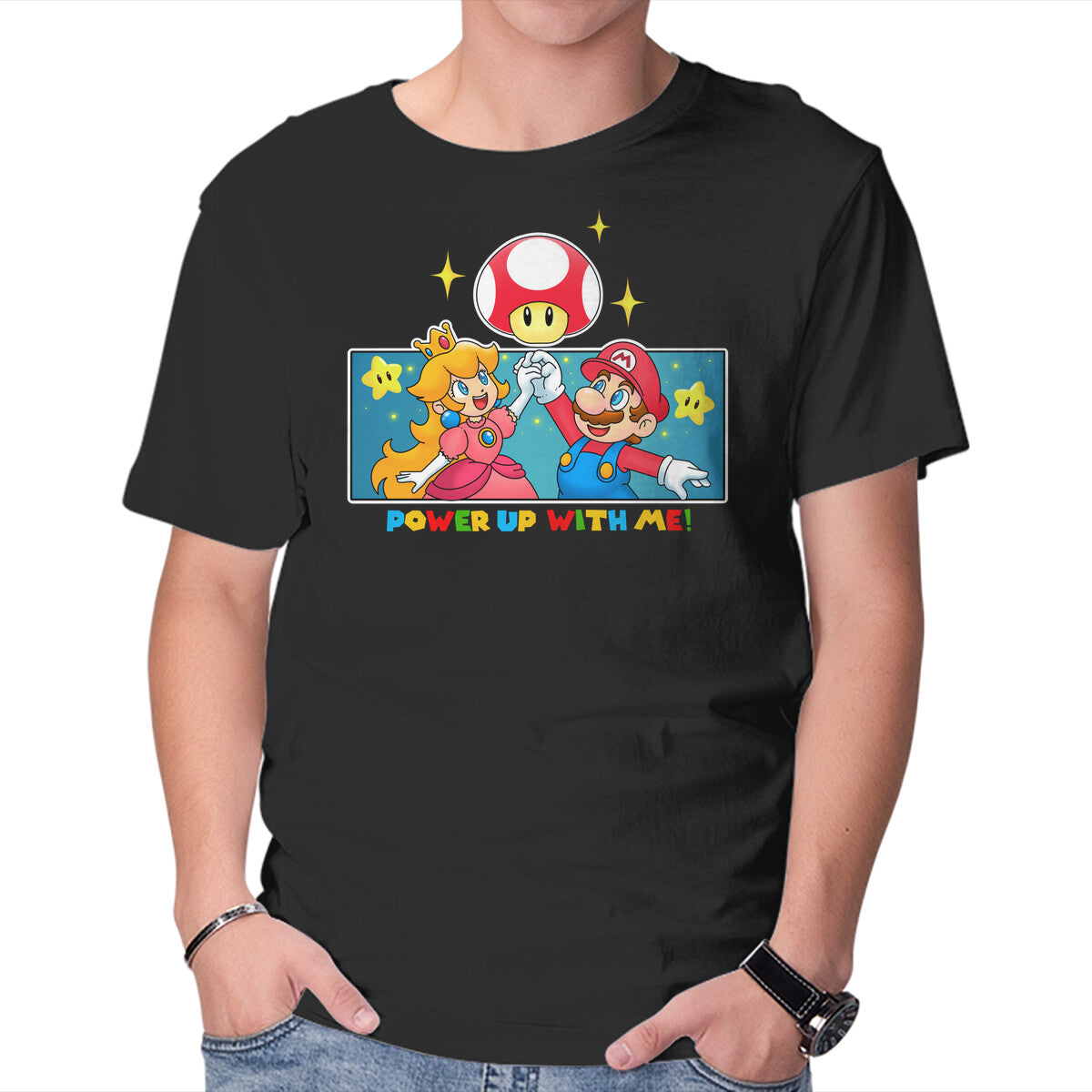 Power Up With Me – Gaming Graphic T-Shirt in black, product display