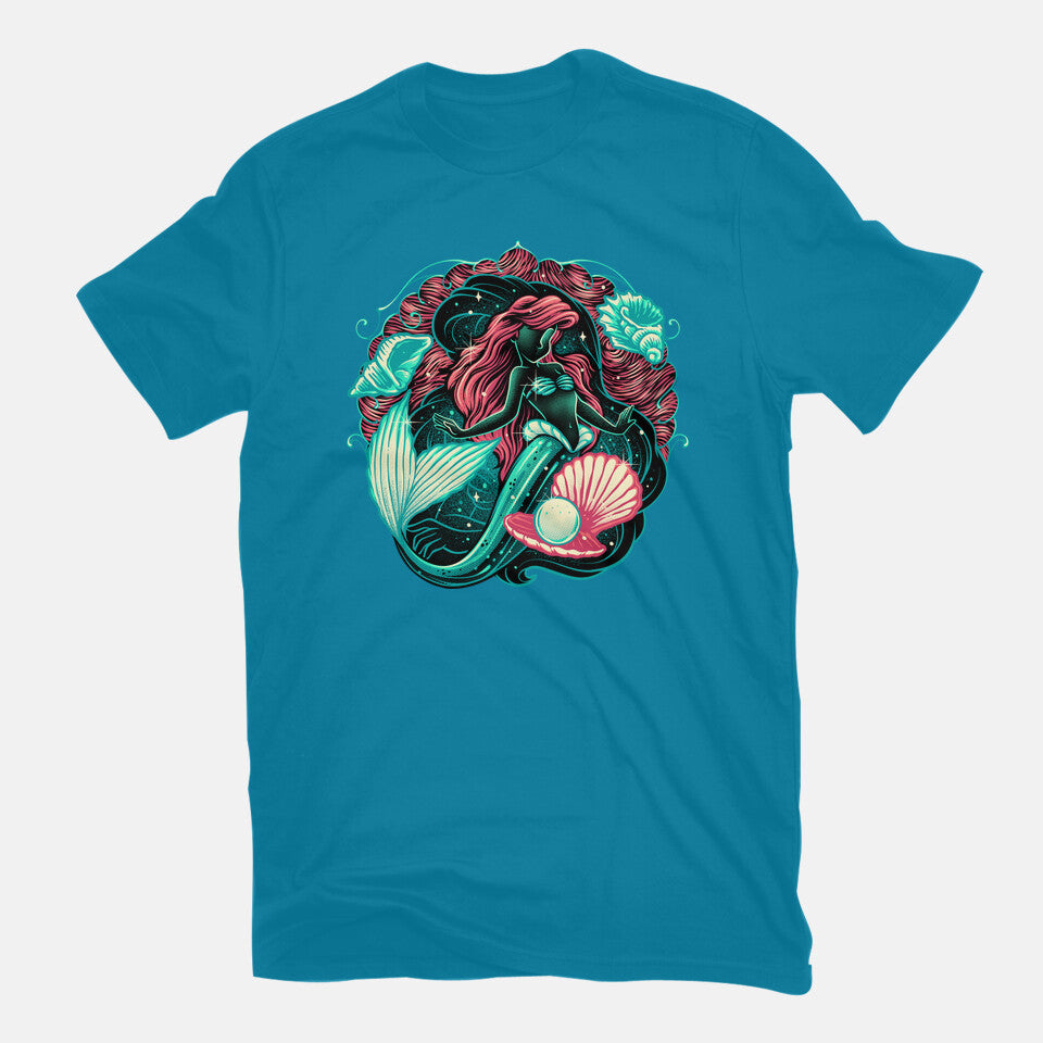 Under The Seas Of Stars – Fantasy Graphic T-Shirt in turquoise, flat-lay product view