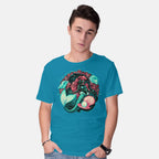 Model wearing turquoise Under The Seas Of Stars – Fantasy Graphic T-Shirt