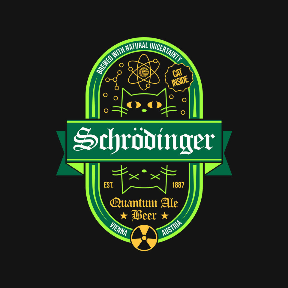 Schrodinger Quantum Ale Beer – Cat Graphic T-Shirt design artwork for black graphic T-shirt