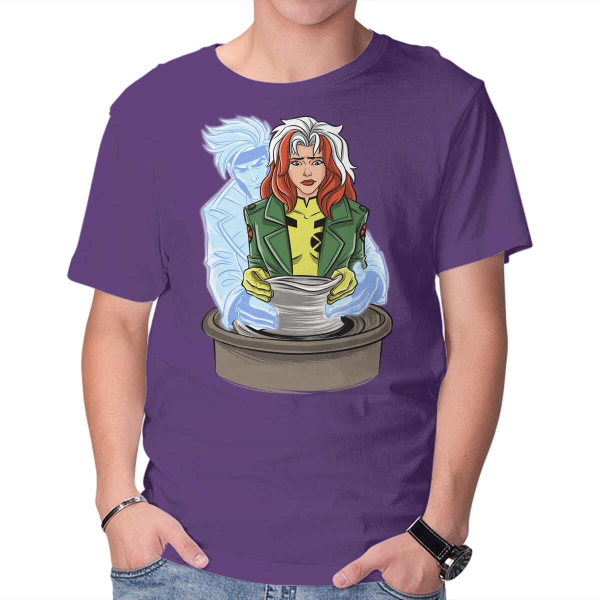 X-Ghost – Sci-Fi Graphic T-Shirt in purple, product display