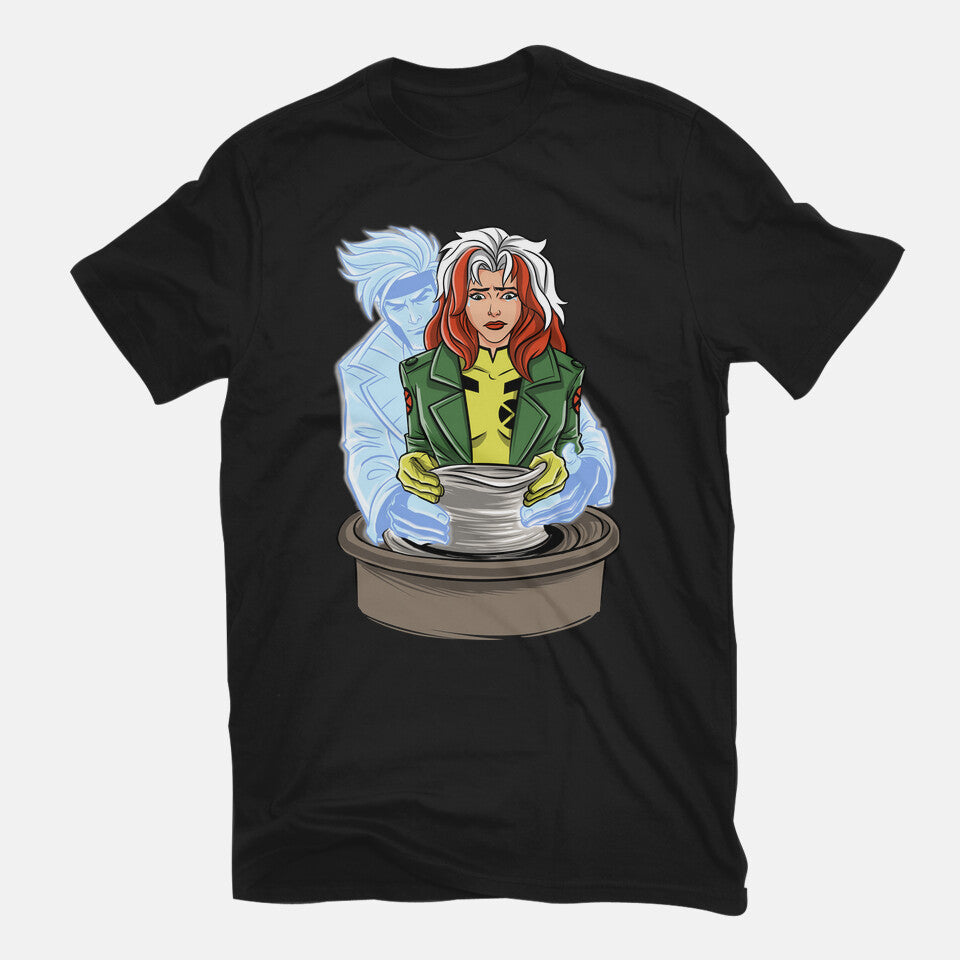 X-Ghost – Sci-Fi Graphic T-Shirt in black, flat-lay product view