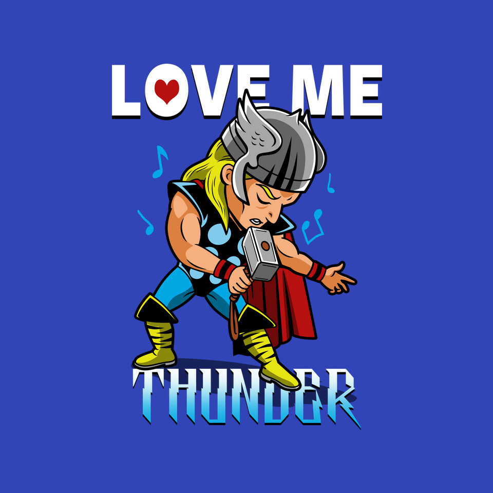Love Me Thunder – Movie Graphic T-Shirt design artwork for royal blue graphic T-shirt