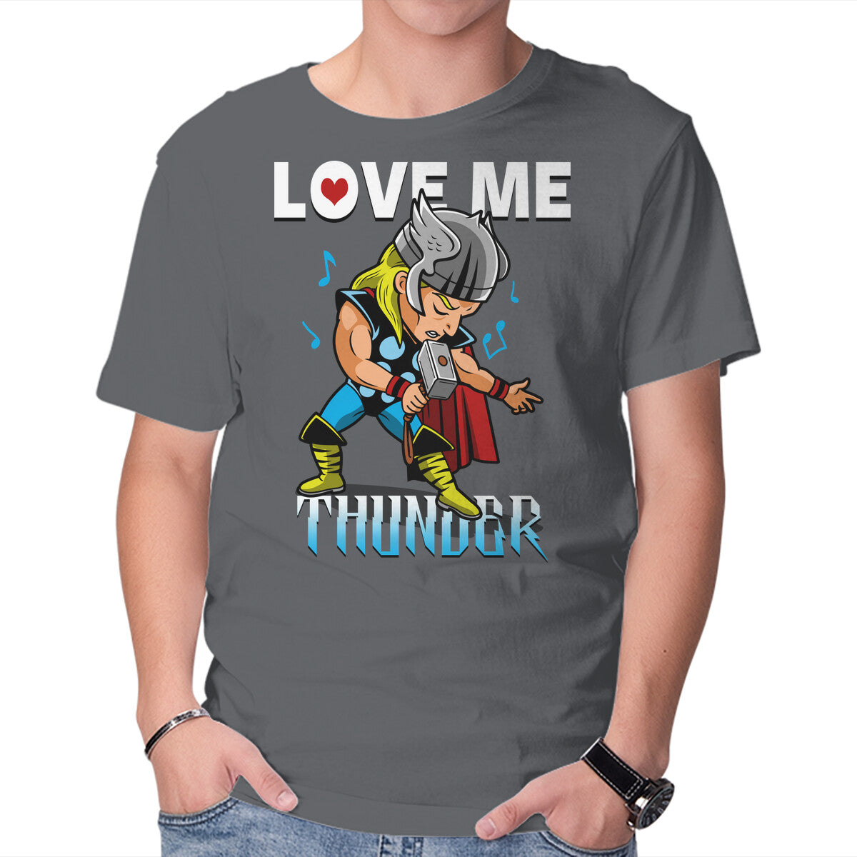 Love Me Thunder – Movie Graphic T-Shirt in charcoal, product display