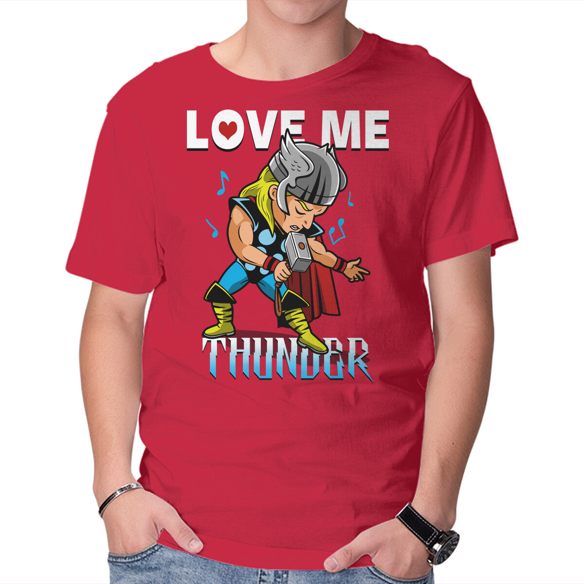 Love Me Thunder – Movie Graphic T-Shirt in red, product display