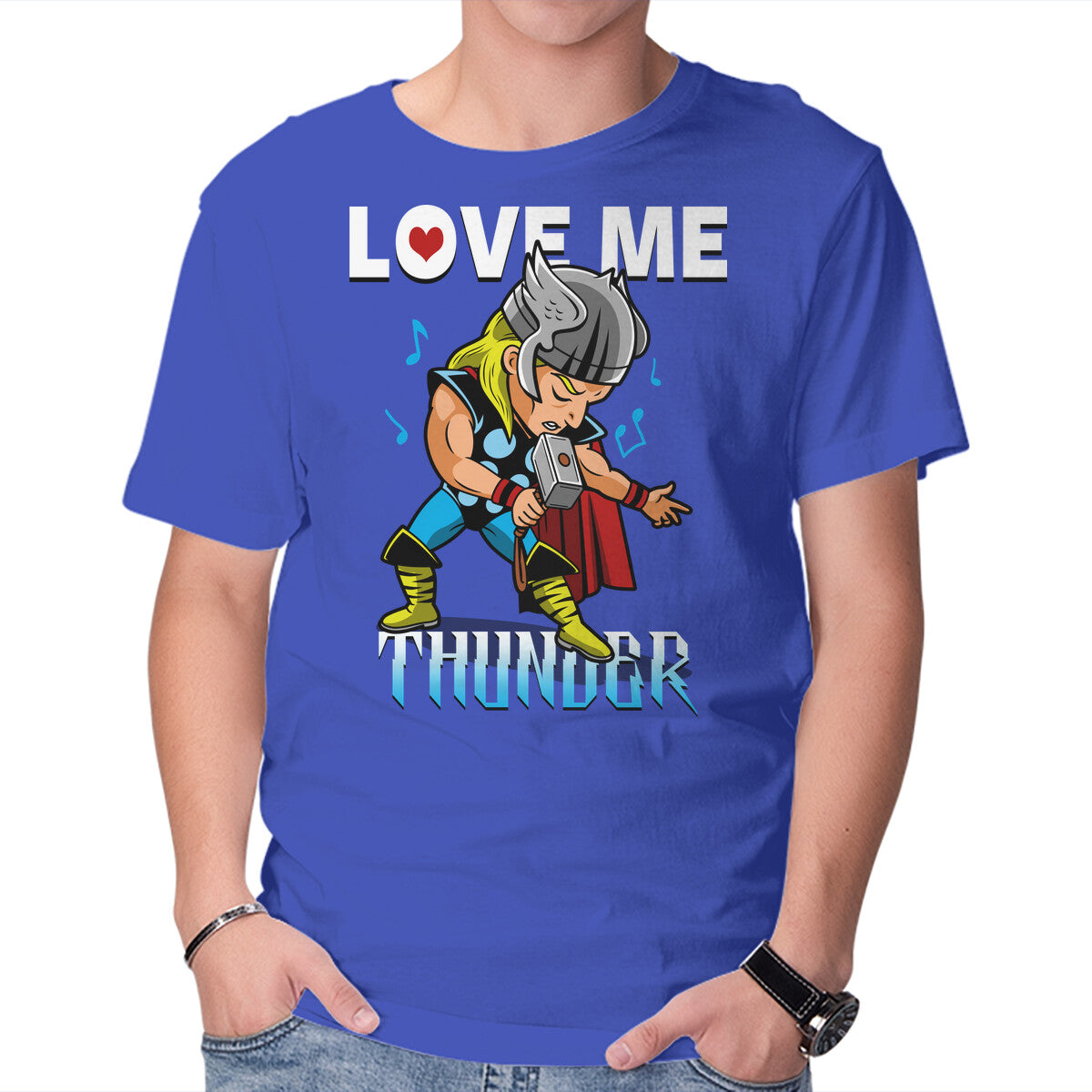 Love Me Thunder – Movie Graphic T-Shirt in royal blue, product display