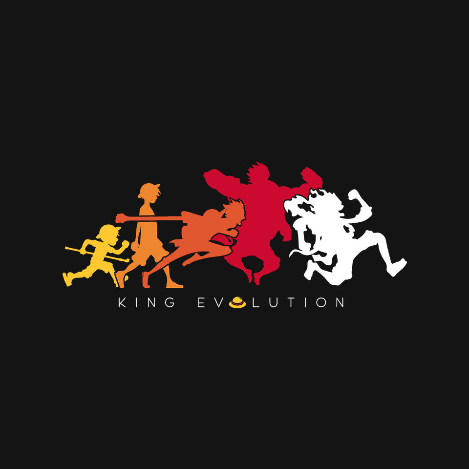 King Evolution – Anime Graphic T-Shirt design artwork for black graphic T-shirt