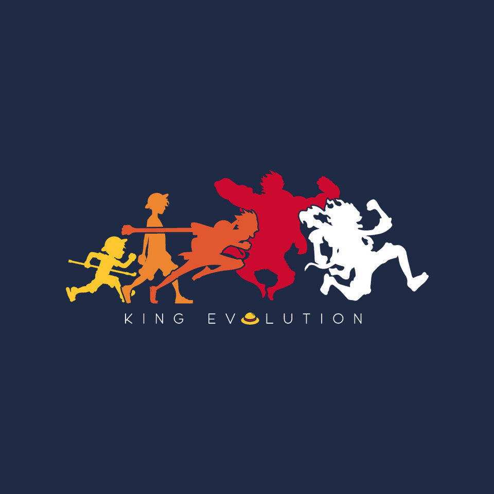 King Evolution – Anime Graphic T-Shirt design artwork for navy graphic T-shirt