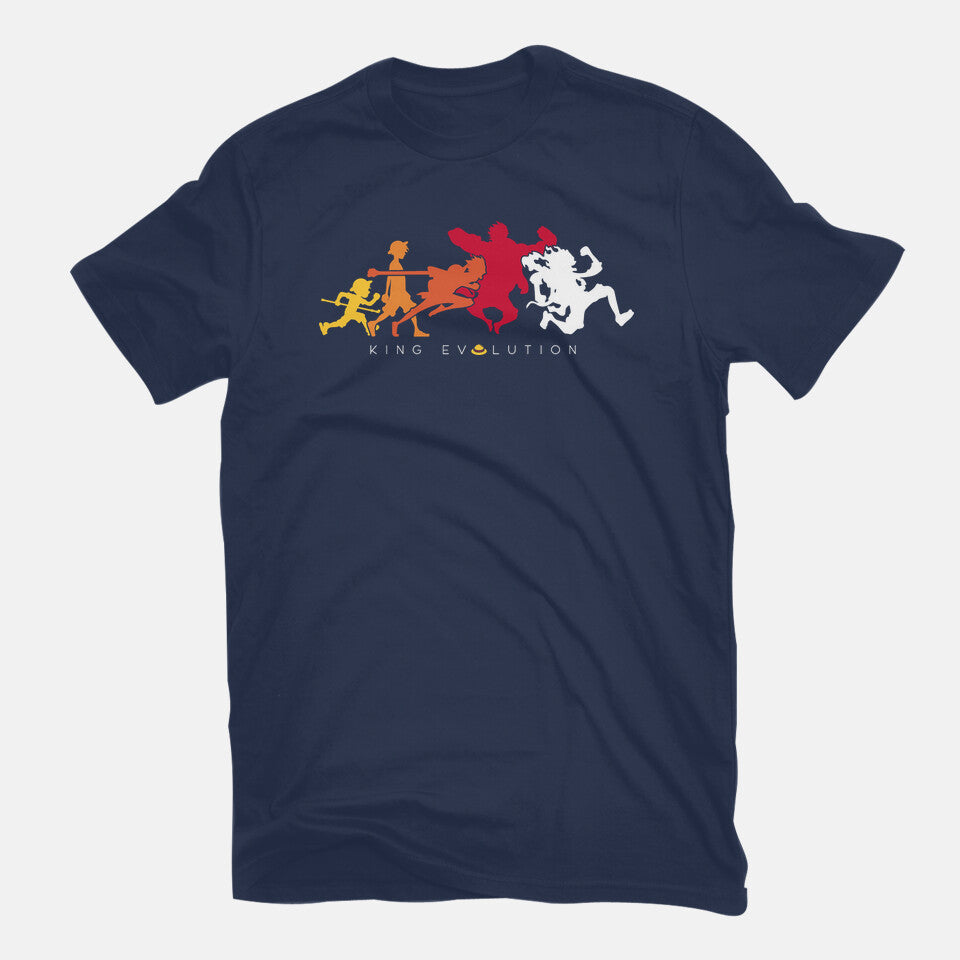King Evolution – Anime Graphic T-Shirt in navy, flat-lay product view