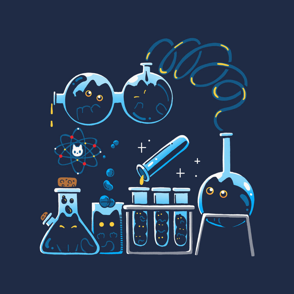 Chemical Kittens – Cat Graphic T-Shirt design artwork for navy graphic T-shirt
