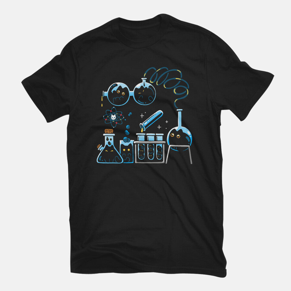 Chemical Kittens – Cat Graphic T-Shirt in black, flat-lay product view
