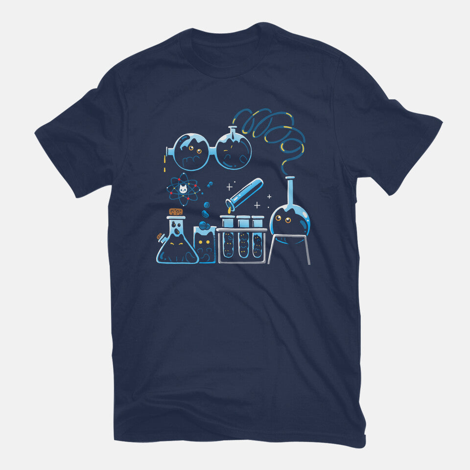 Chemical Kittens – Cat Graphic T-Shirt in navy, flat-lay product view