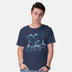 Model wearing navy Chemical Kittens – Cat Graphic T-Shirt