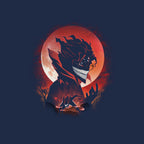 Okarun Night – Anime Graphic T-Shirt design artwork for navy graphic T-shirt