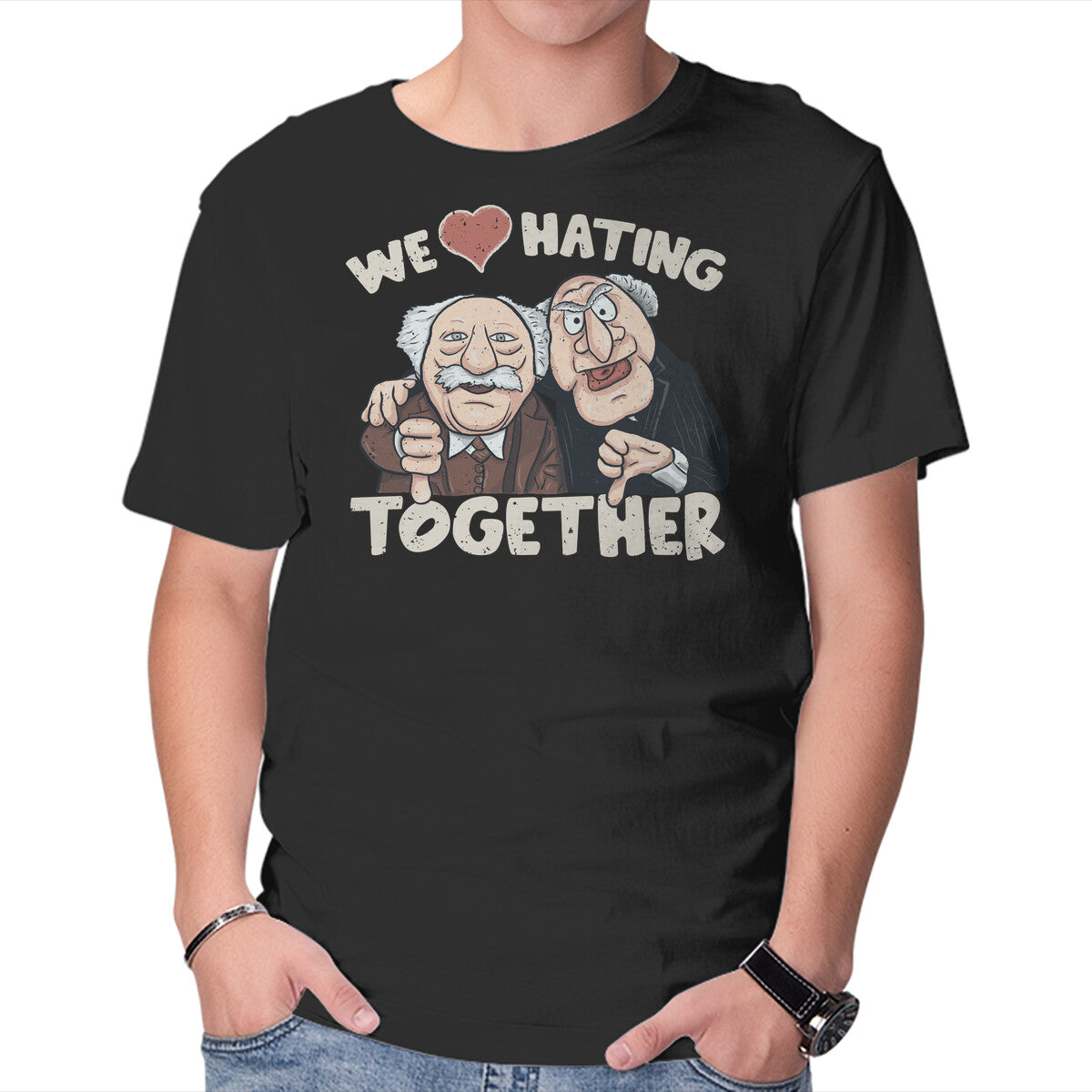 We Love Hating Together – Movie Graphic T-Shirt in black, product display