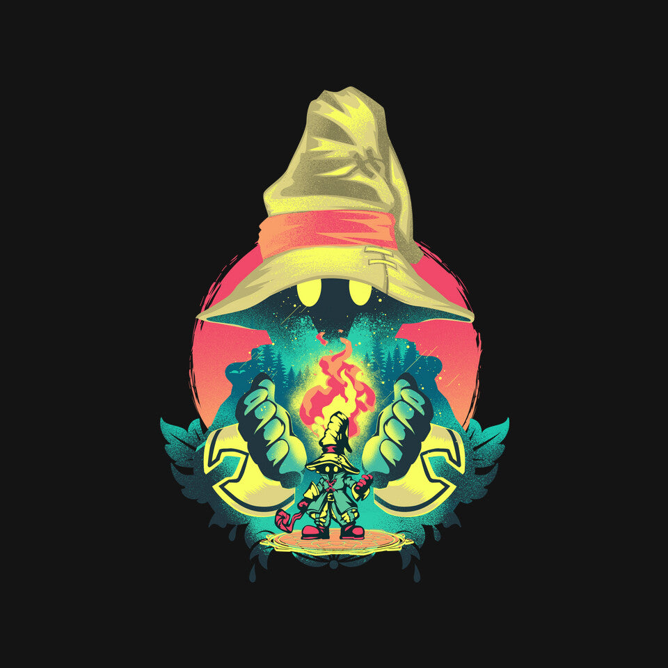 Black Mage Legend – Gaming Graphic T-Shirt design artwork for black graphic T-shirt