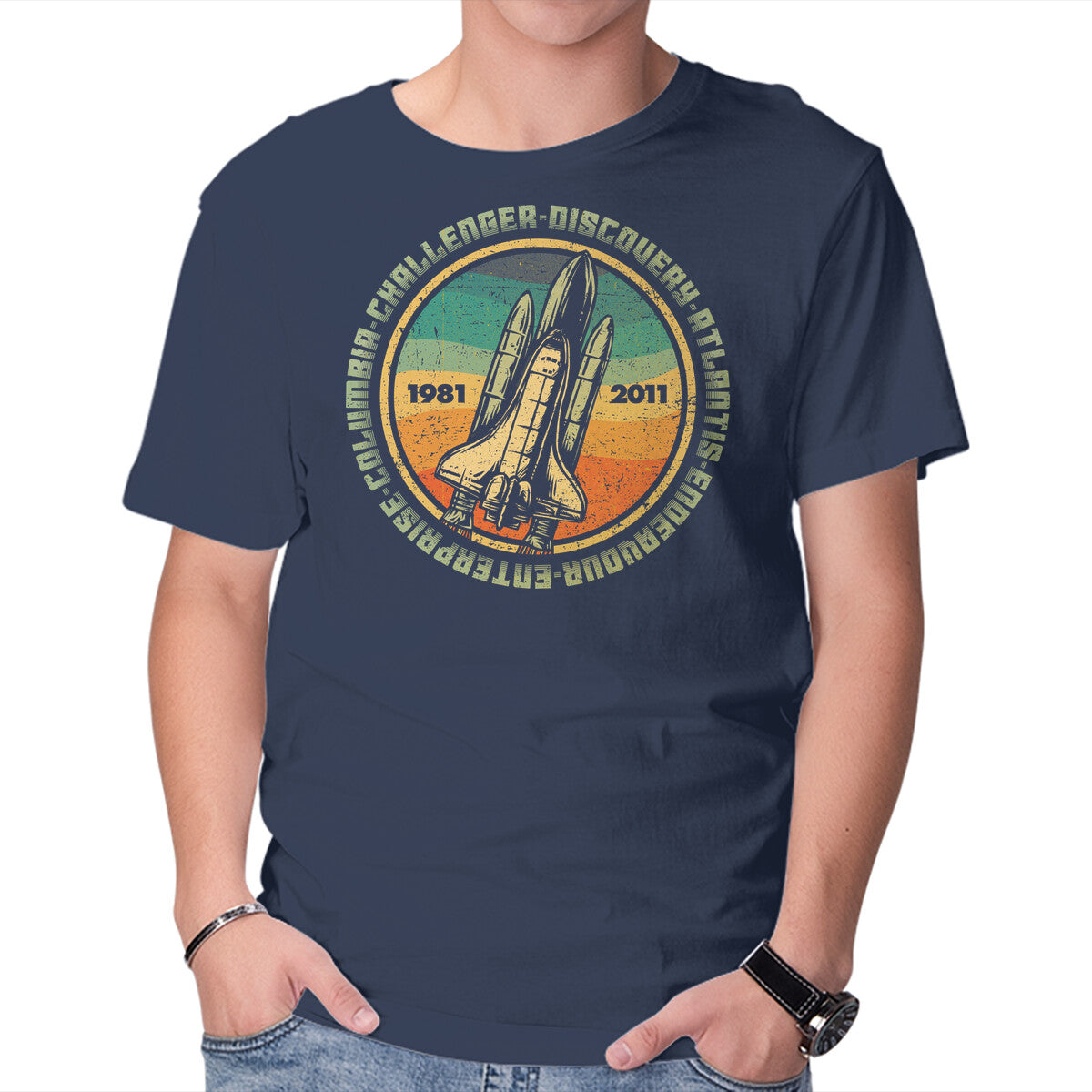 Through Hardship To The Stars Graphic T-Shirt in navy, product display