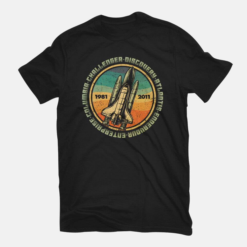 Through Hardship To The Stars Graphic T-Shirt in black, flat-lay product view