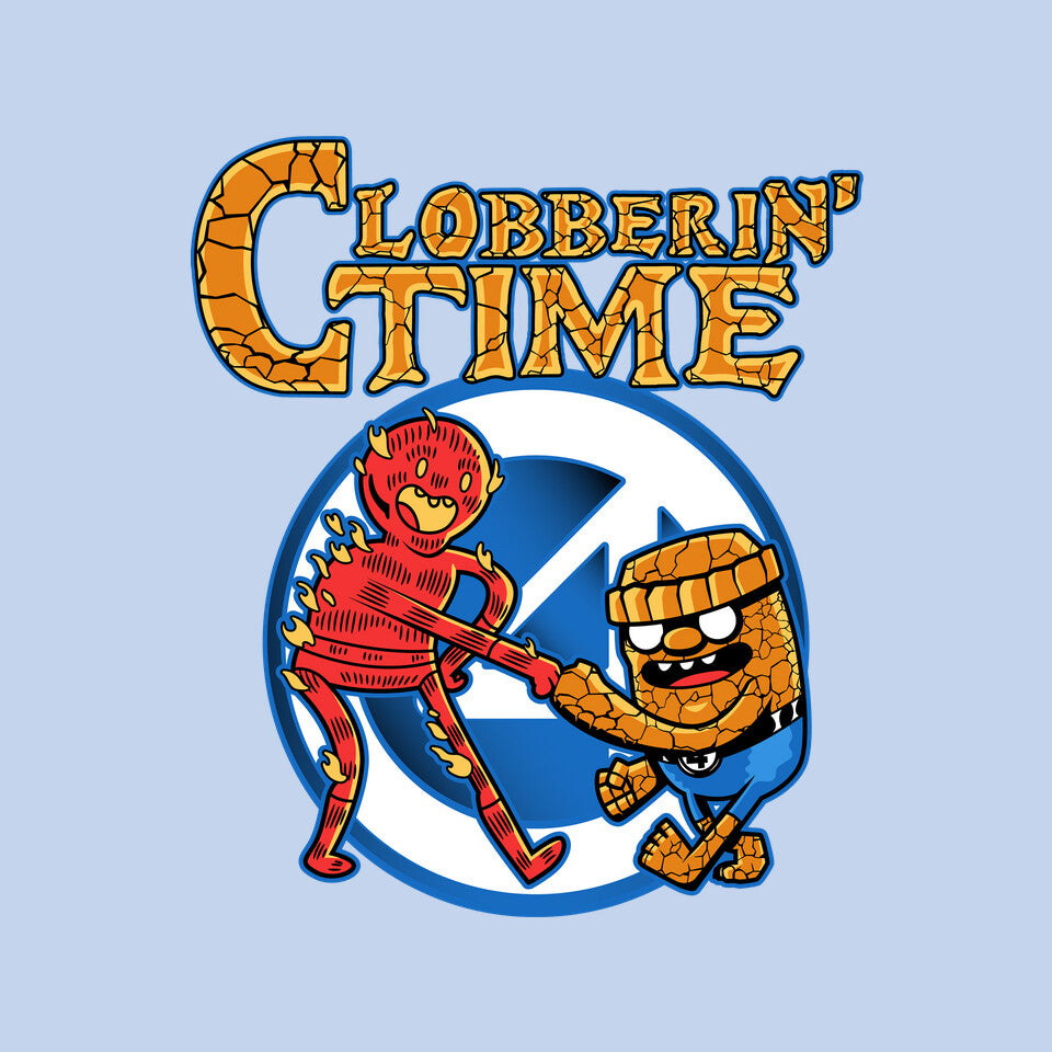 Clobberin Time – Fantasy Graphic T-Shirt design artwork for blue graphic T-shirt