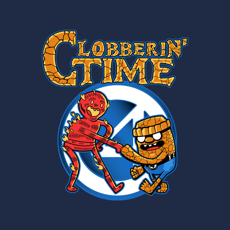 Clobberin Time – Fantasy Graphic T-Shirt design artwork for navy graphic T-shirt