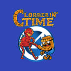 Clobberin Time – Fantasy Graphic T-Shirt design artwork for royal blue graphic T-shirt