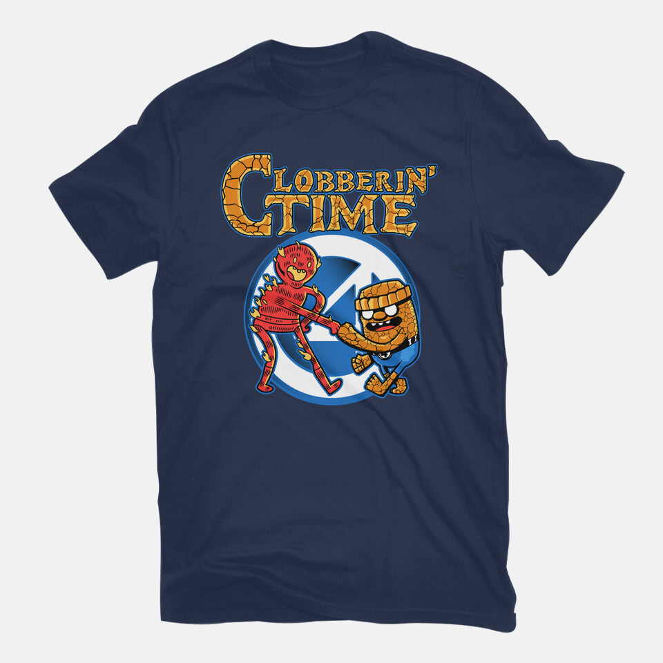 Clobberin Time – Fantasy Graphic T-Shirt in navy, flat-lay product view