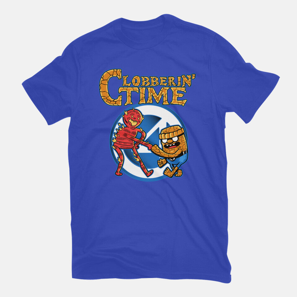 Clobberin Time – Fantasy Graphic T-Shirt in royal blue, flat-lay product view
