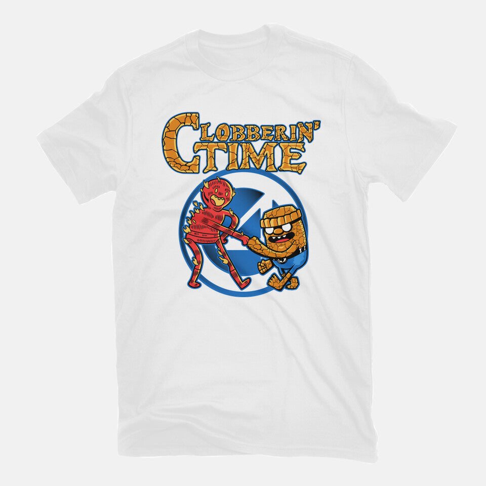 Clobberin Time – Fantasy Graphic T-Shirt in white, flat-lay product view