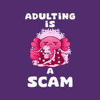 Adulting Is A Scam – Coffee Graphic T-Shirt design artwork for purple graphic T-shirt