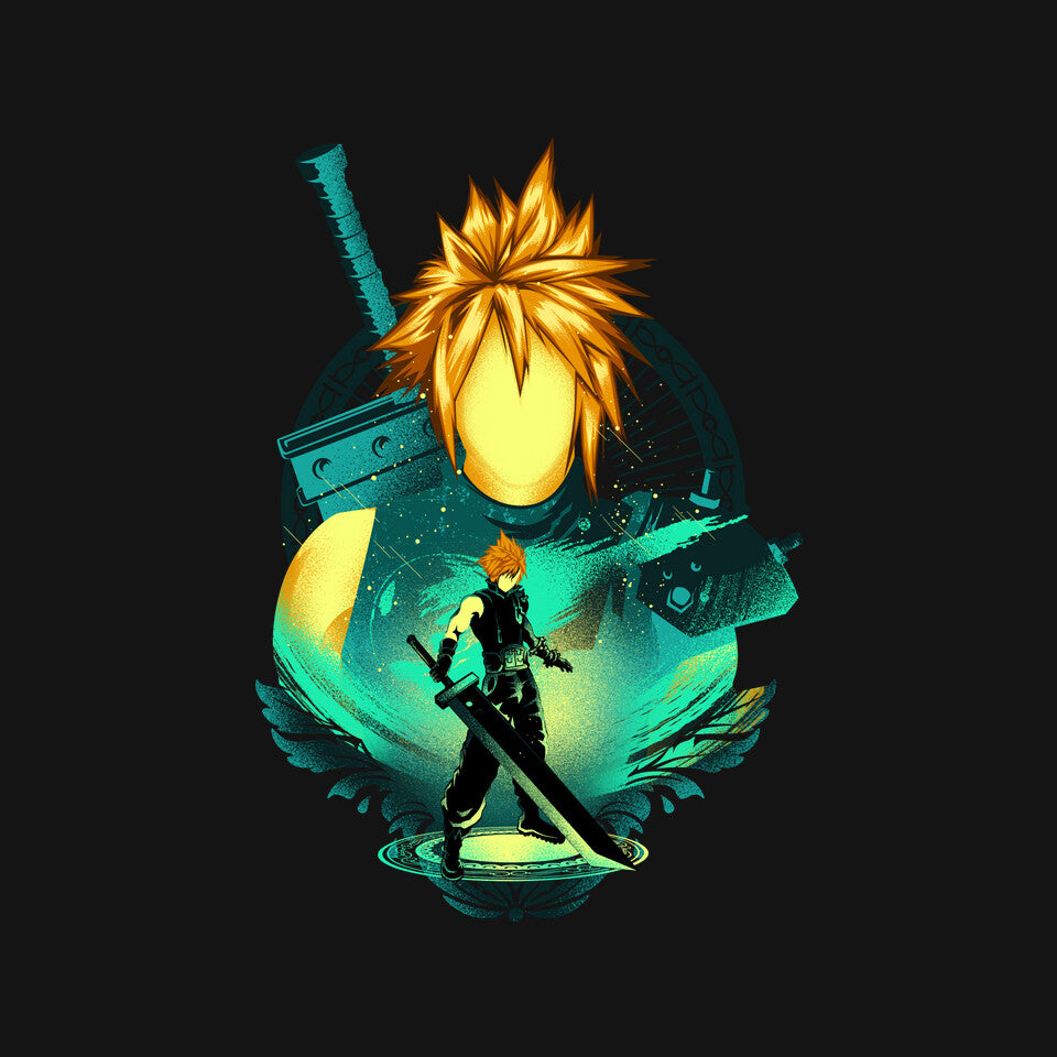 Midgar Mercenary – Gaming Graphic T-Shirt design artwork for black graphic T-shirt