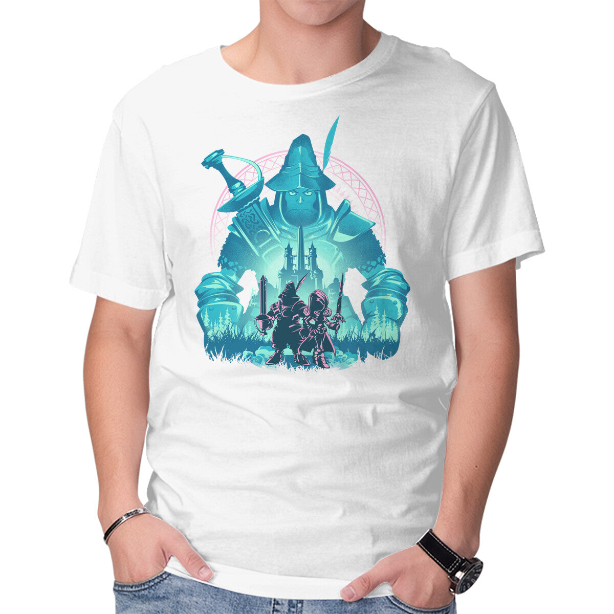 Captain Of The Knights Of Pluto – Gaming Graphic T-Shirt in white, product display