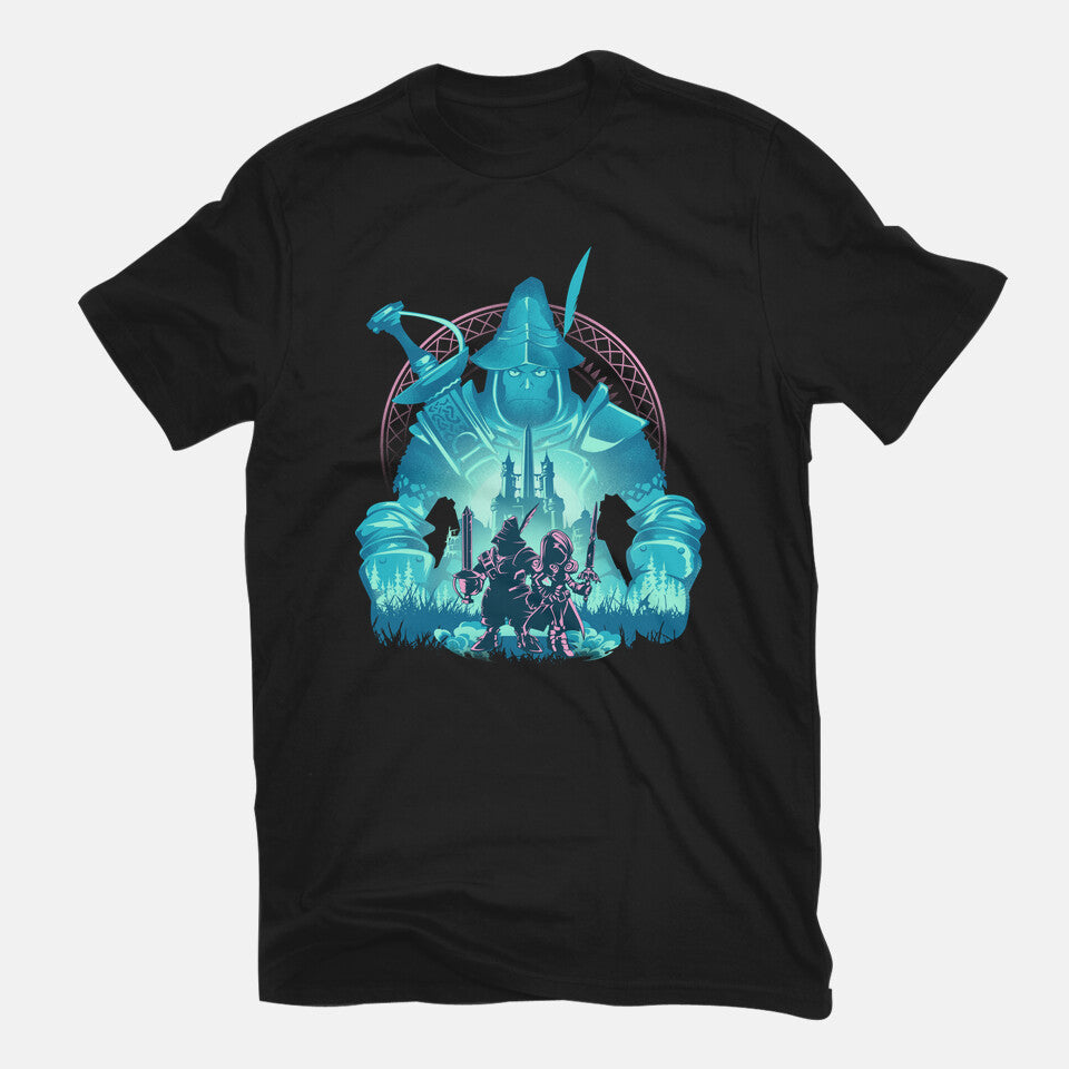 Captain Of The Knights Of Pluto – Gaming Graphic T-Shirt in black, flat-lay product view