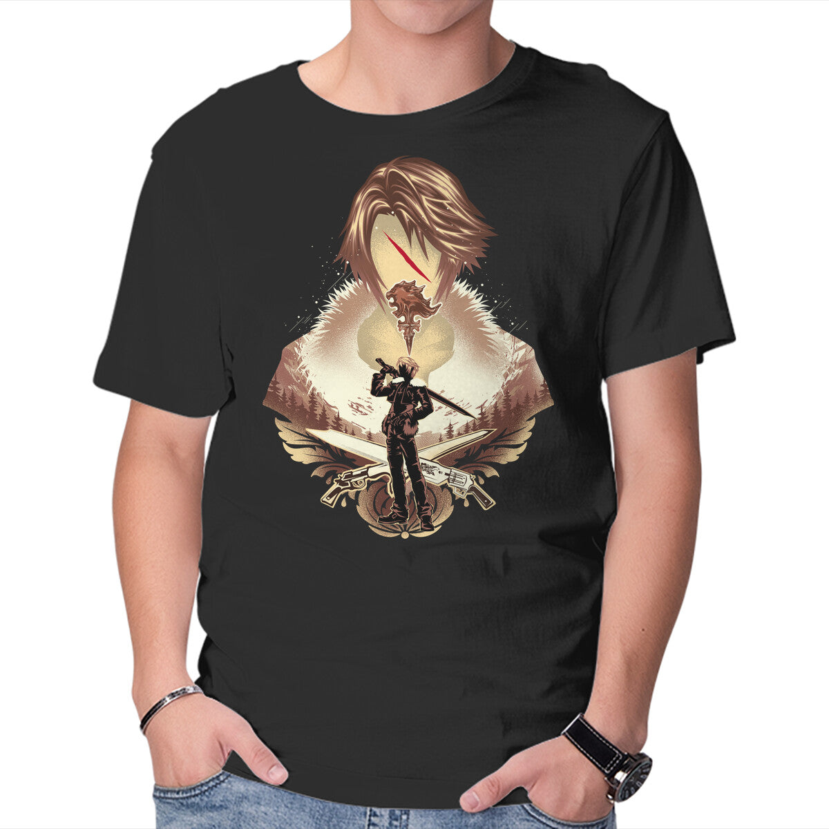 Balamb Elite Mercenary – Gaming Graphic T-Shirt in black, product display