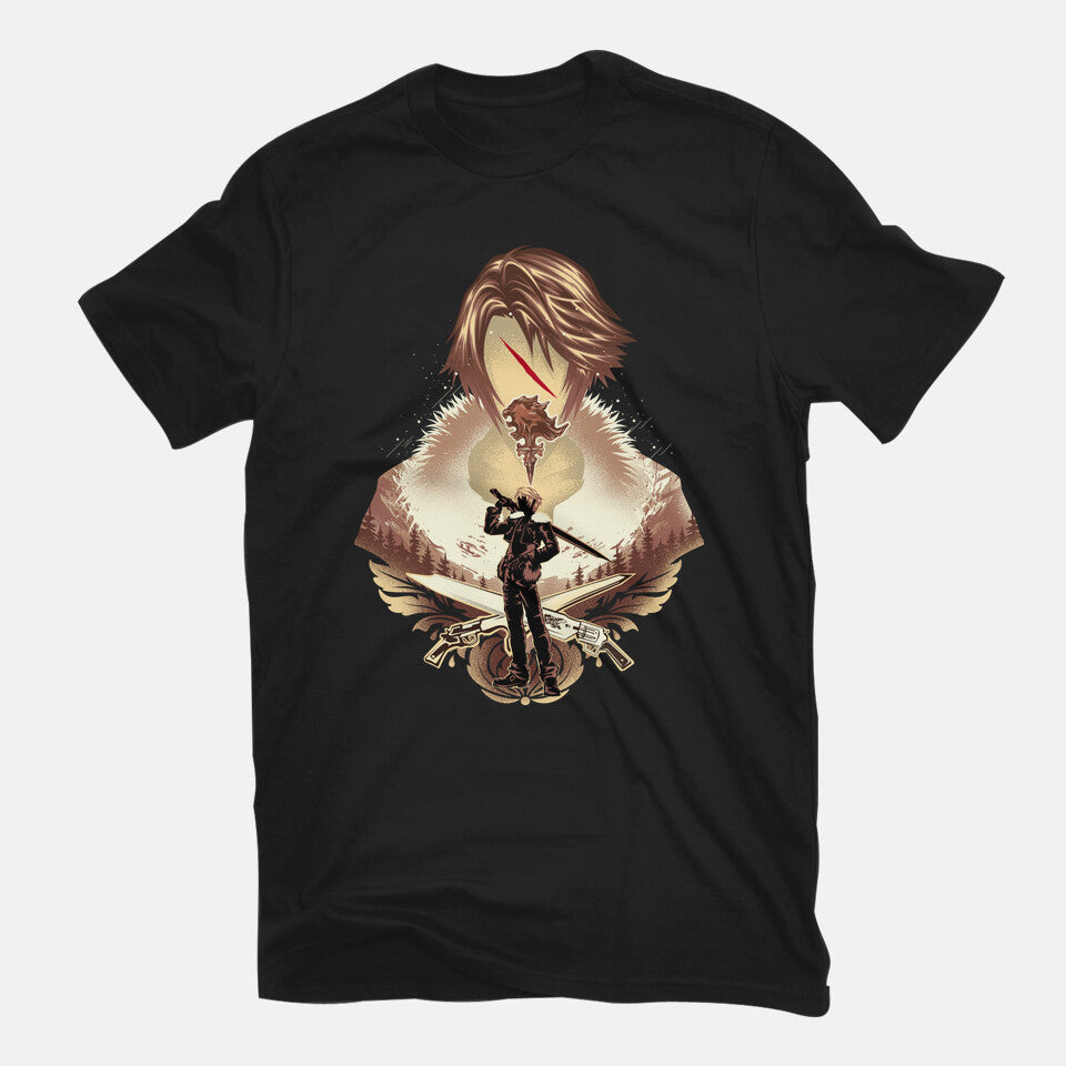 Balamb Elite Mercenary – Gaming Graphic T-Shirt in black, flat-lay product view