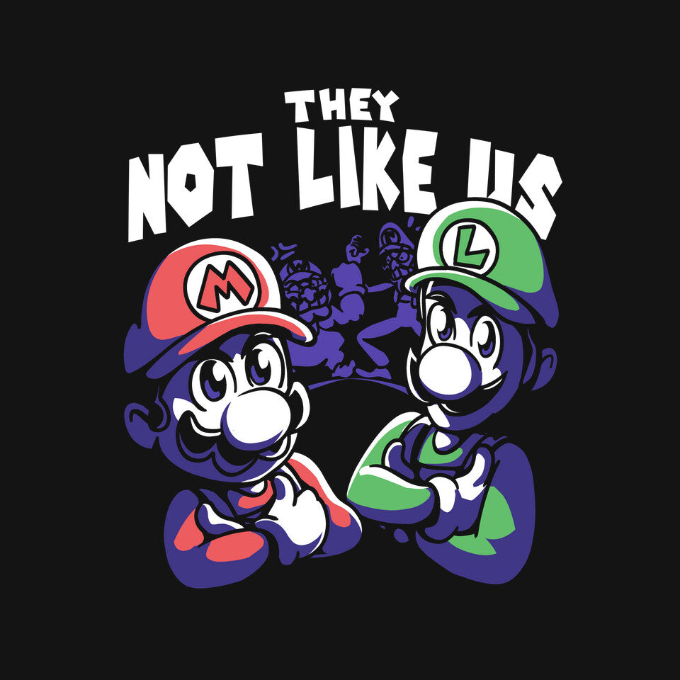 Not Like Bros – Gaming Graphic T-Shirt design artwork for black graphic T-shirt